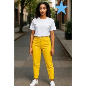 LAUREN Ralph Lauren Vintage 90s NWT Mom Jeans Bright Yellow Denim 8 M